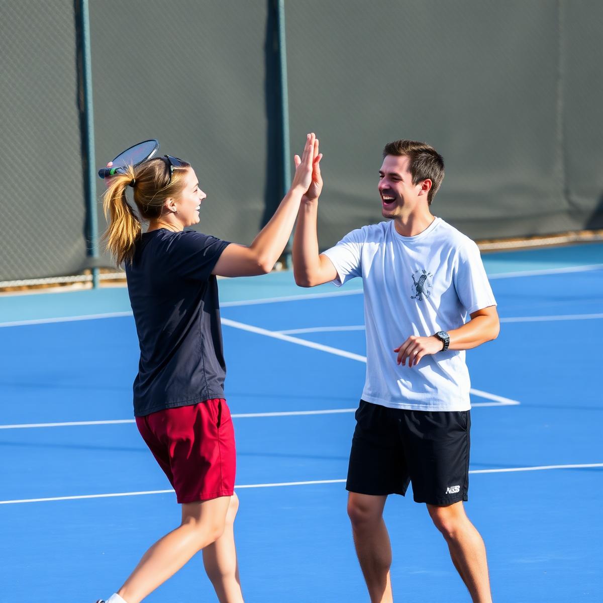 Pickleball players celebrating